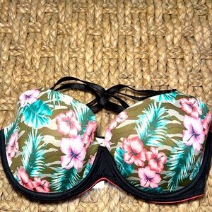 Women’s Pink Victoria’s Secret Tropical Floral Print Underwire Bra Size 34DD
